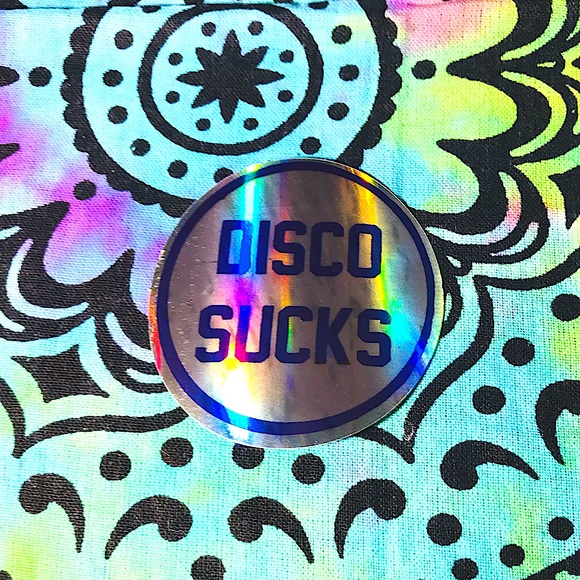 Disco Sucks Metallic Prismatic Reflective Single Decor Sticker - Picture 1 of 10